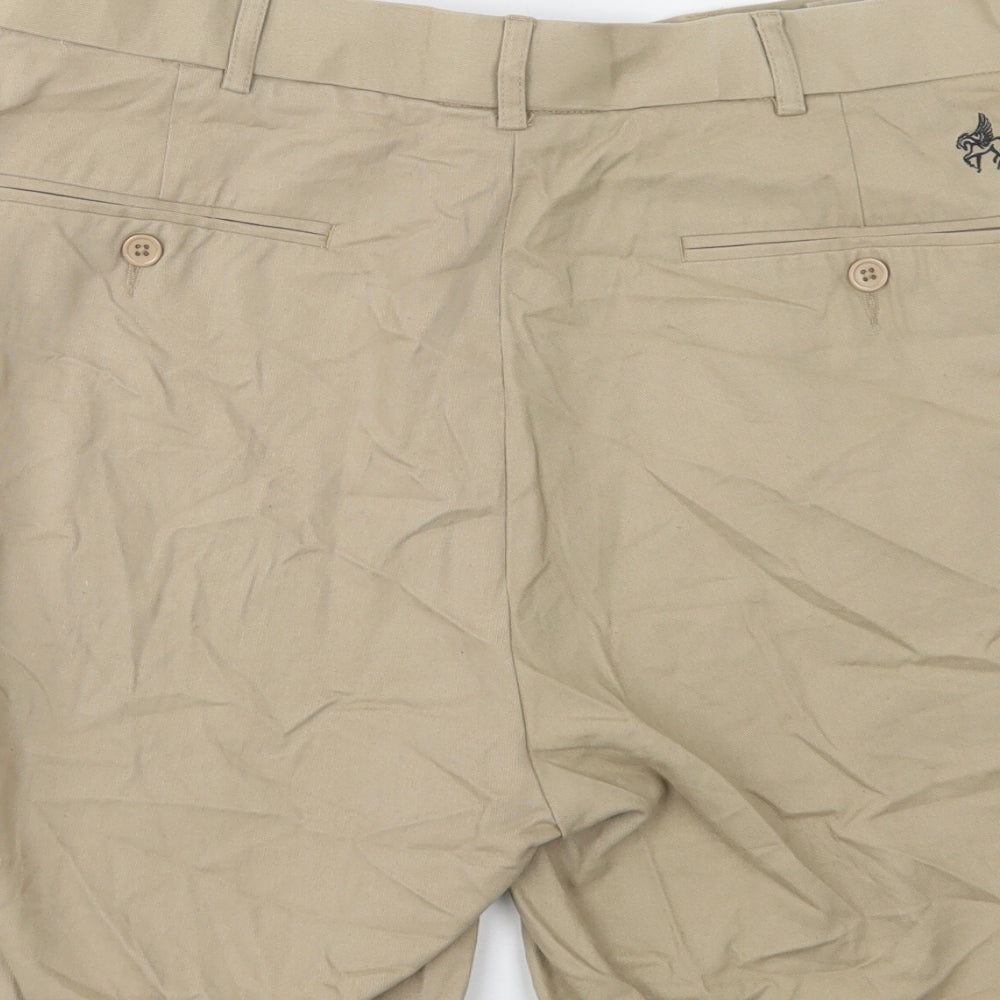 Pegasus Mens Beige  Cotton Chino Shorts Size 34 L9 in Regular Button