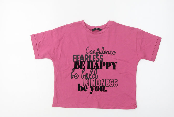 George Girls Purple Cotton Cropped Polo Size 9-10 Years Crew Neck - Confidence