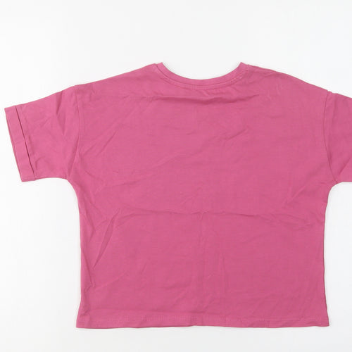 George Girls Purple  Cotton Cropped Polo Size 9-10 Years Crew Neck  - Confidence
