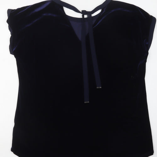 Phase Eight Womens Blue  Polyester Basic Blouse Size 12 Round Neck