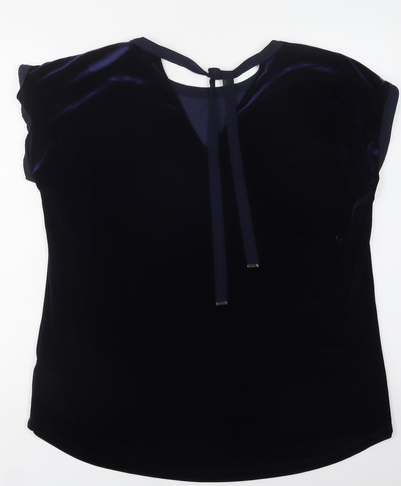 Phase Eight Womens Blue  Polyester Basic Blouse Size 12 Round Neck