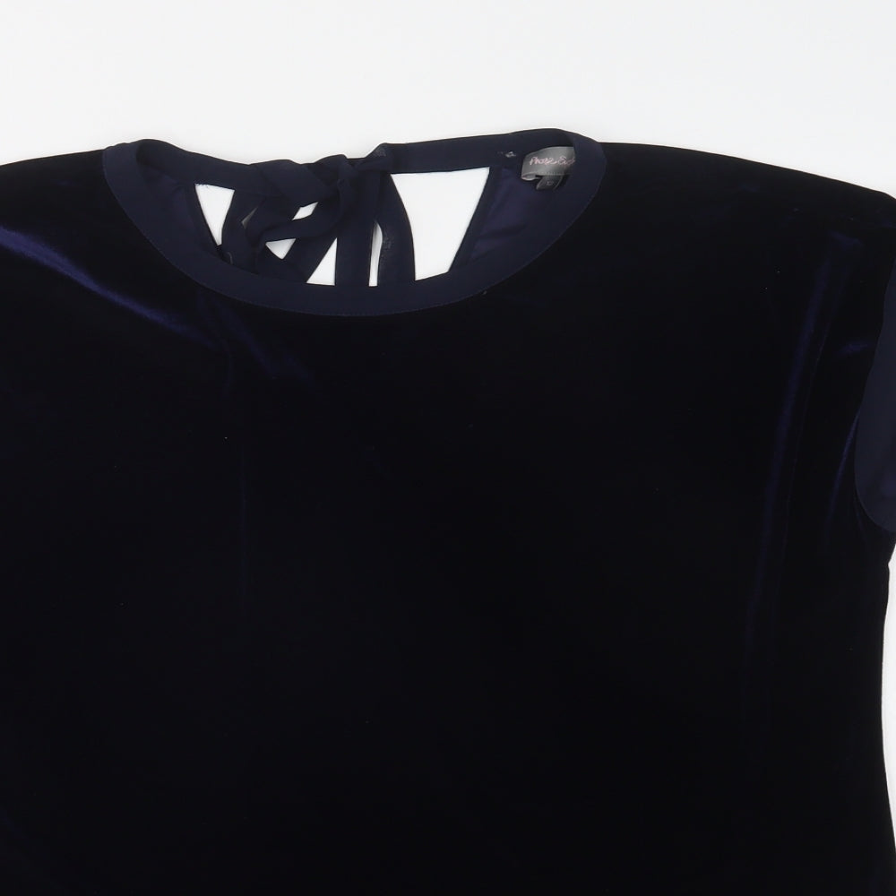 Phase Eight Womens Blue  Polyester Basic Blouse Size 12 Round Neck