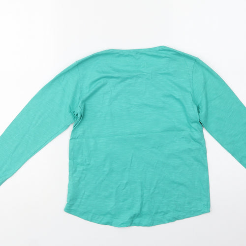 Dunnes Stores Girls Green  Cotton Basic Blouse Size 9 Years Crew Neck  - Lucky
