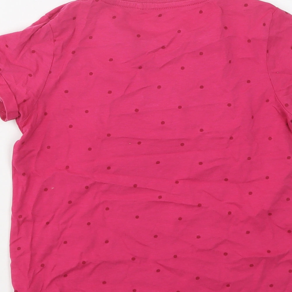 NEXT Girls Pink Polka Dot Cotton Basic T-Shirt Size 8 Years Crew Neck  - Rainbow