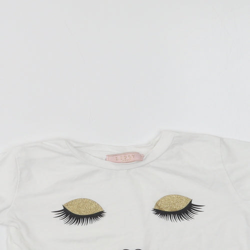 Lipsy London Girls White  Cotton Basic T-Shirt Size 2-3 Years Crew Neck