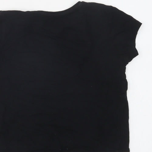 Primark Girls Black  Cotton Cropped T-Shirt Size 7-8 Years Crew Neck  - L.A.