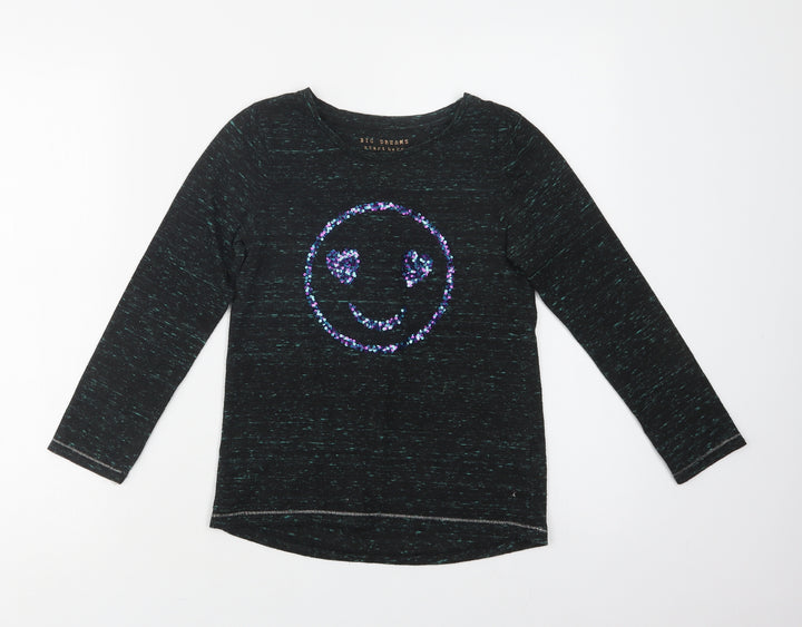 NEXT Girls Green Polyester Basic Blouse Size 8 Years Crew Neck - Smile