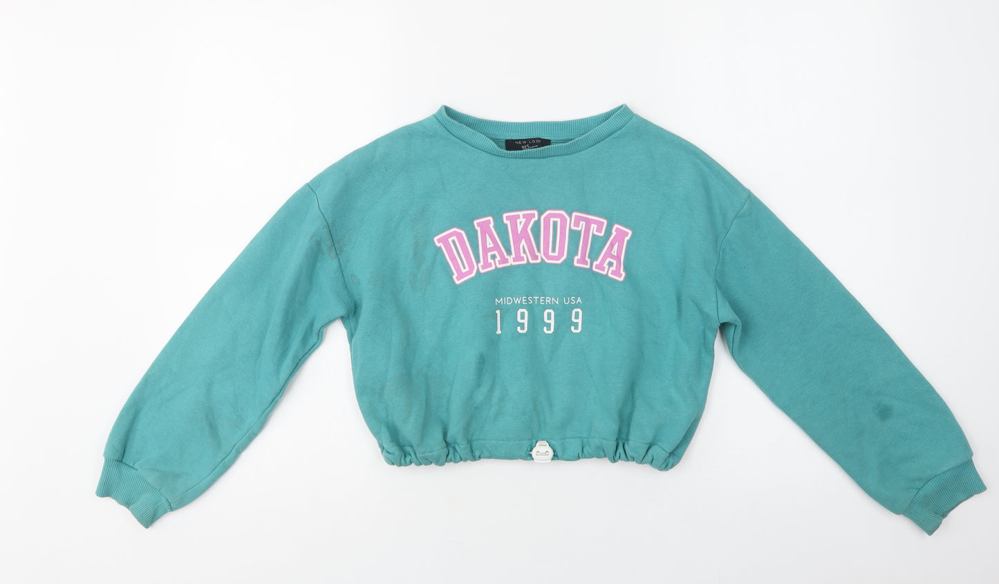 New Look Girls Green  Cotton Pullover Sweatshirt Size 10-11 Years   - Dakota