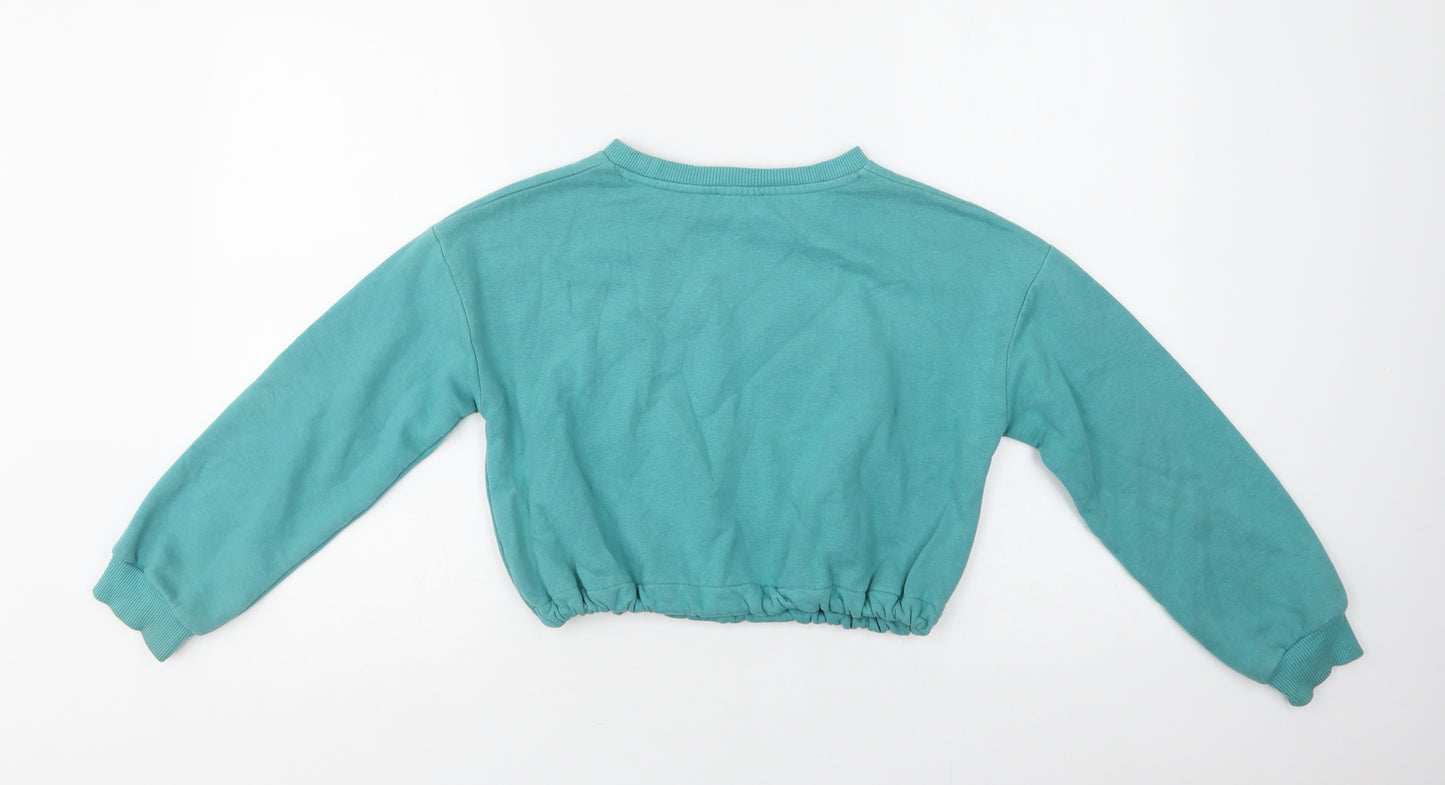 New Look Girls Green  Cotton Pullover Sweatshirt Size 10-11 Years   - Dakota