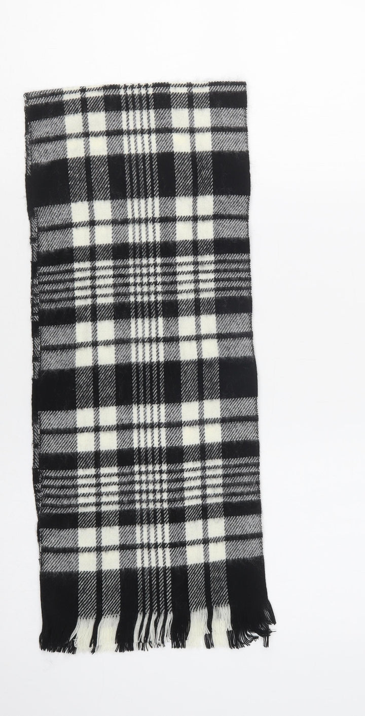 Preworn Mens Black Plaid  Scarf  One Size