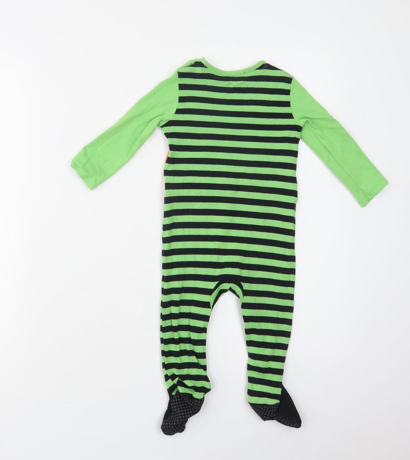 F&F Baby Green Striped Cotton Babygrow One-Piece Size 9-12 Months  Snap