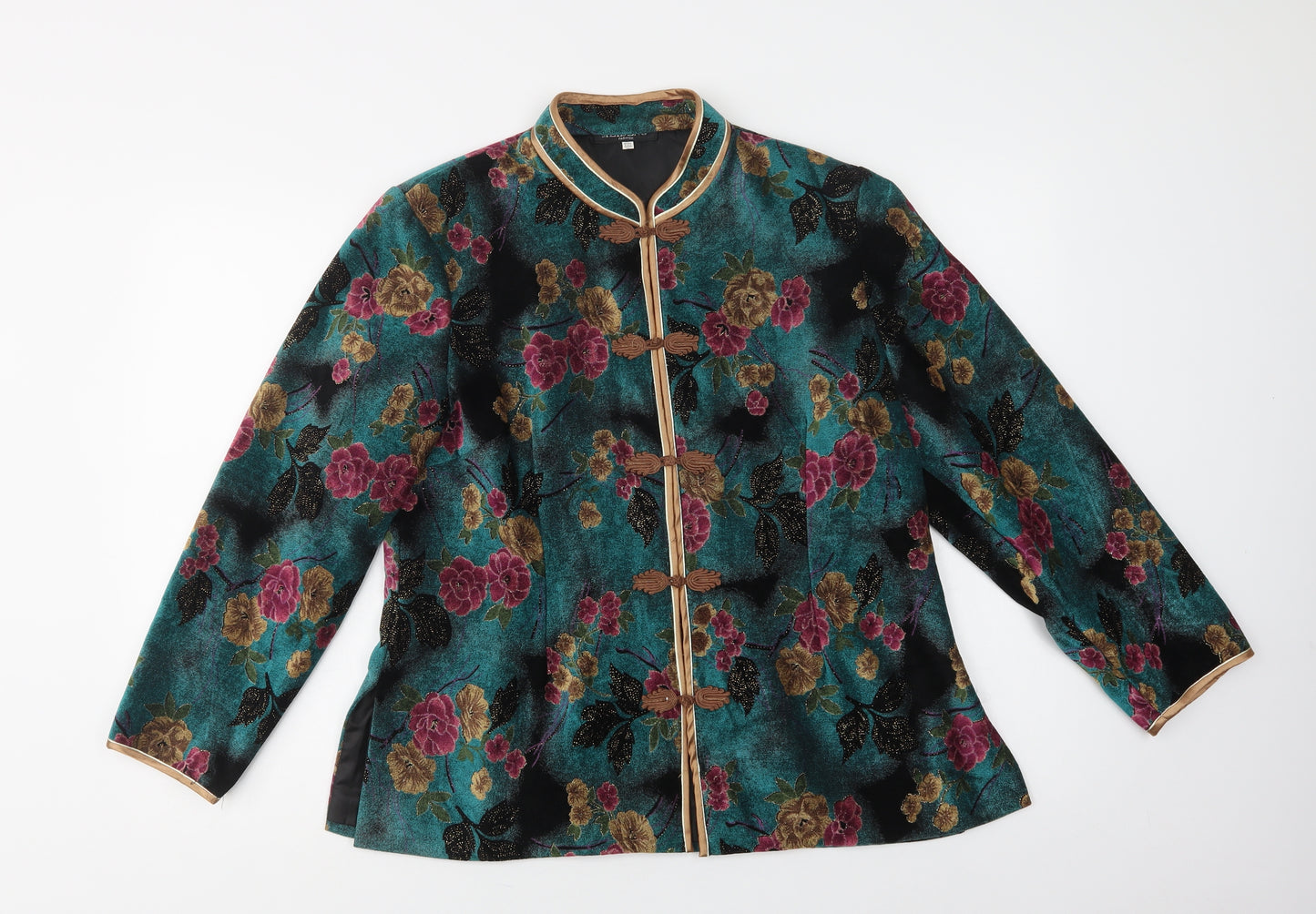 Meideng Fashion Womens Green Floral  Jacket Blazer Size M