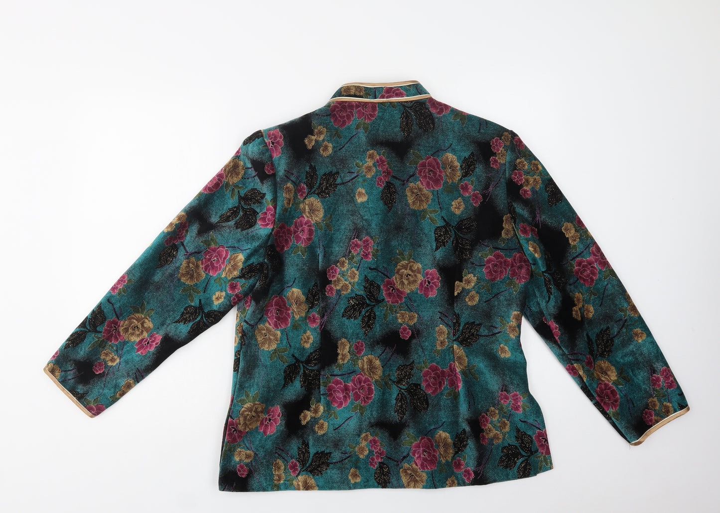 Meideng Fashion Womens Green Floral  Jacket Blazer Size M