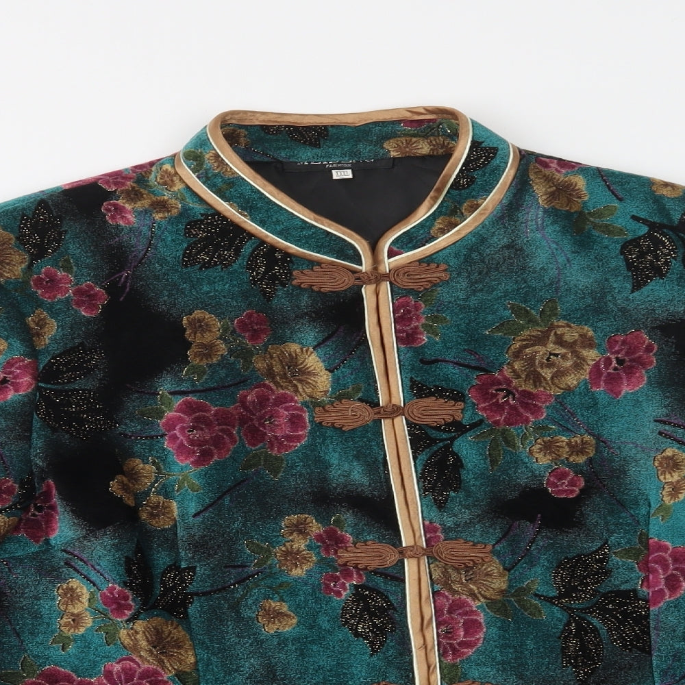 Meideng Fashion Womens Green Floral  Jacket Blazer Size M