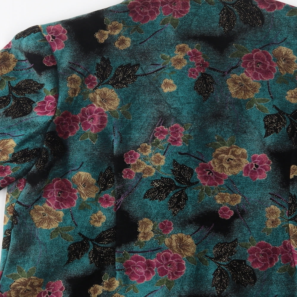 Meideng Fashion Womens Green Floral  Jacket Blazer Size M