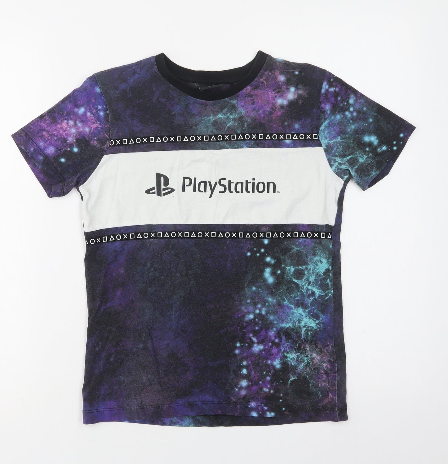 NEXT Boys Purple Geometric Cotton Pullover Polo Size 9 Years Crew Neck  - PlayStation