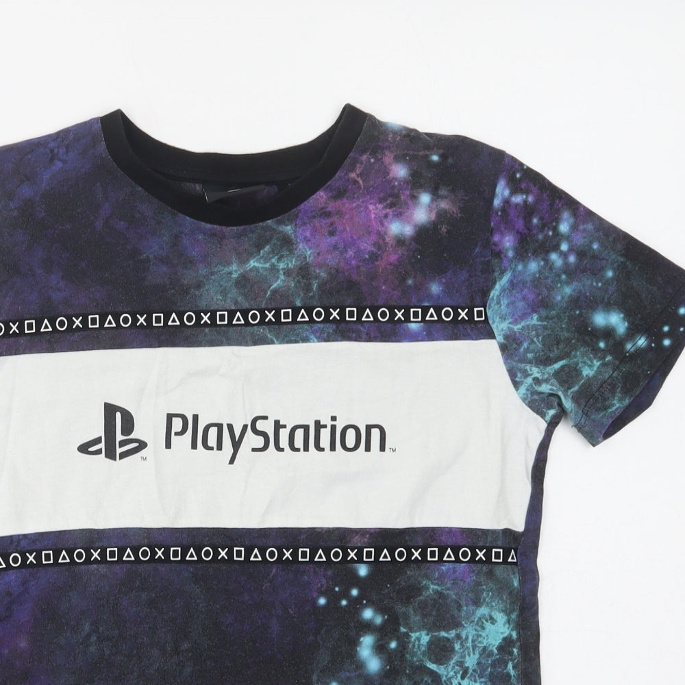 NEXT Boys Purple Geometric Cotton Pullover Polo Size 9 Years Crew Neck  - PlayStation