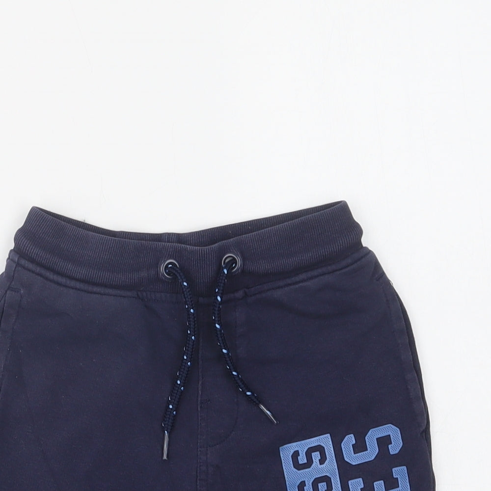 George Boys Blue  Cotton Sweat Shorts Size 6-7 Years  Regular Drawstring - Vibes