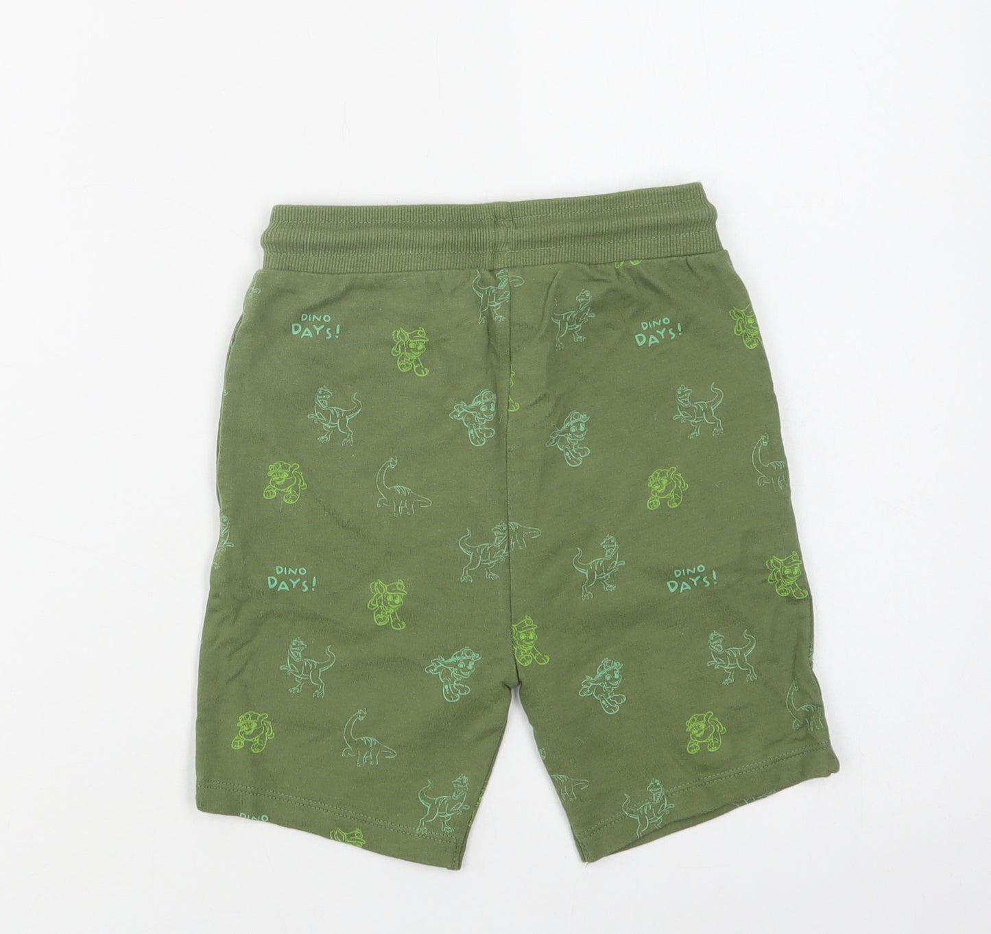George Boys Green Geometric Cotton Sweat Shorts Size 5-6 Years  Regular Drawstring - Dinosaur Print