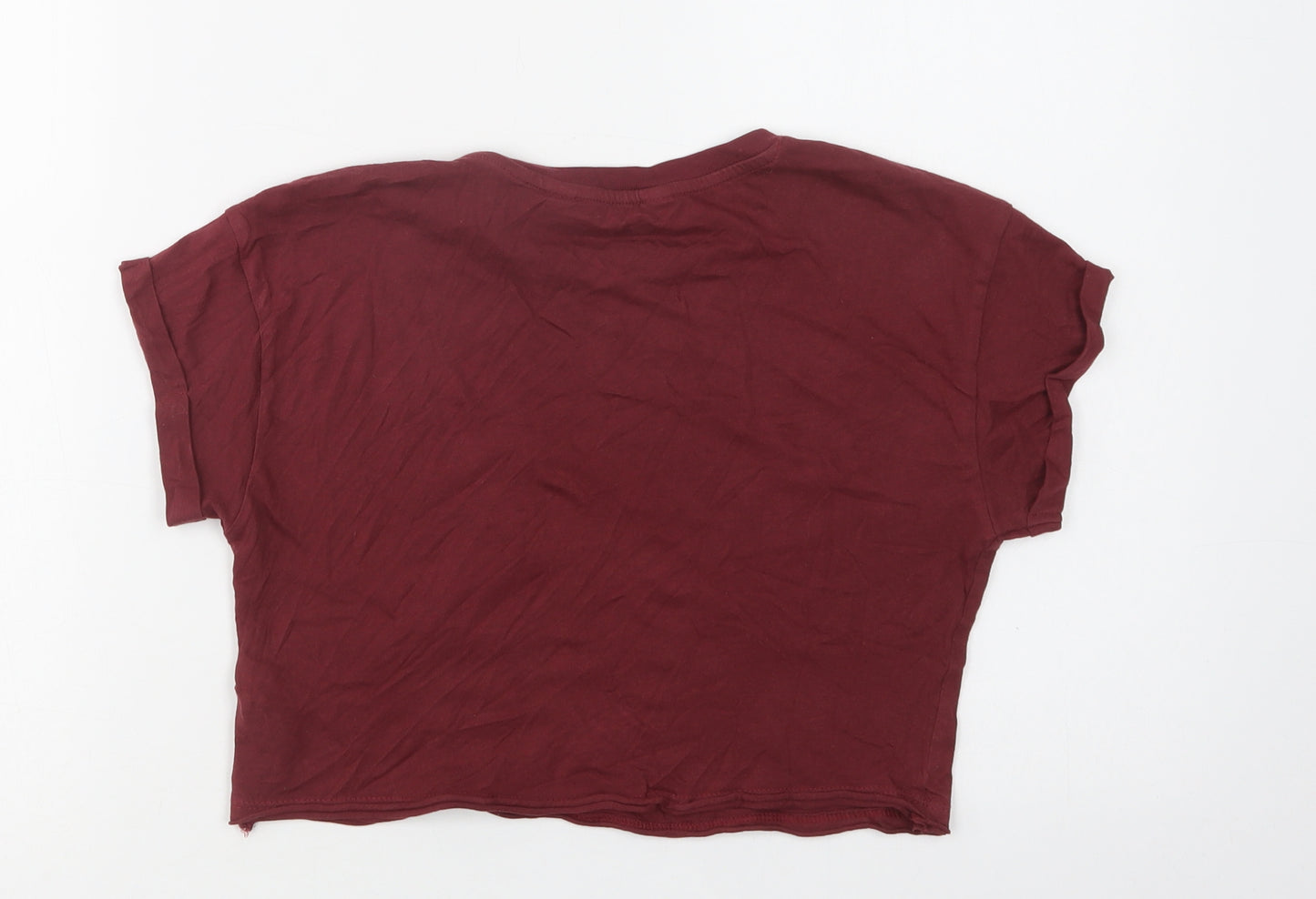 New Look Girls Purple  Cotton Cropped T-Shirt Size 10-11 Years Crew Neck  - Beverly Hills