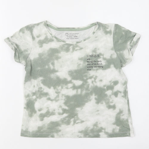 Primark Girls Green Batik Cotton Pullover T-Shirt Size 9-10 Years Crew Neck