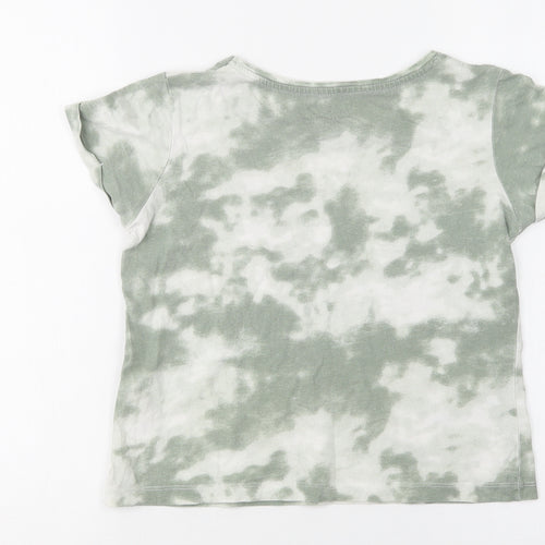 Primark Girls Green Batik Cotton Pullover T-Shirt Size 9-10 Years Crew Neck