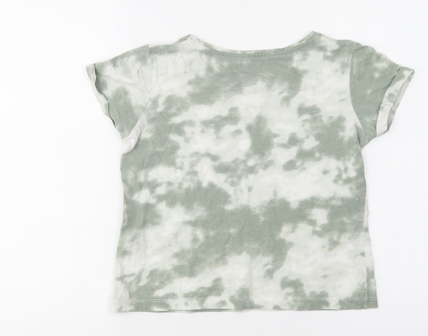 Primark Girls Green Batik Cotton Pullover T-Shirt Size 9-10 Years Crew Neck