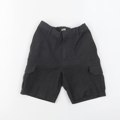 TU Boys Grey  Polyester Cargo Shorts Size 7 Years  Regular Hook & Loop - School Wear