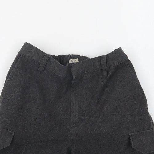 TU Boys Grey  Polyester Cargo Shorts Size 7 Years  Regular Hook & Loop - School Wear
