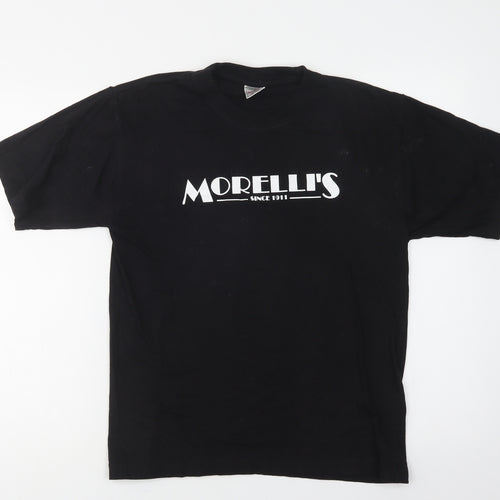 Super Combed Womens Black  Cotton Basic T-Shirt Size S Crew Neck