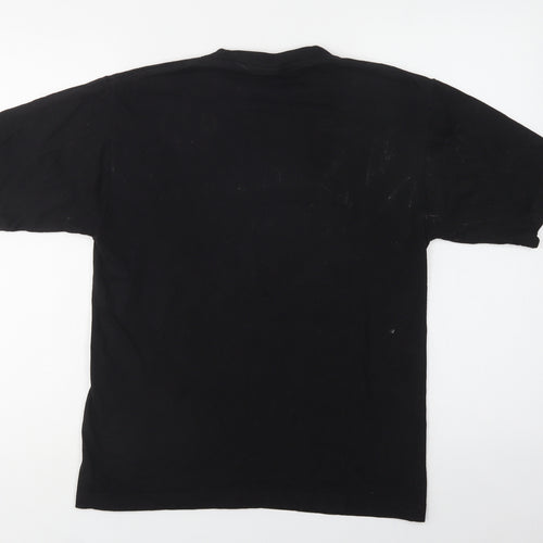 Super Combed Womens Black  Cotton Basic T-Shirt Size S Crew Neck