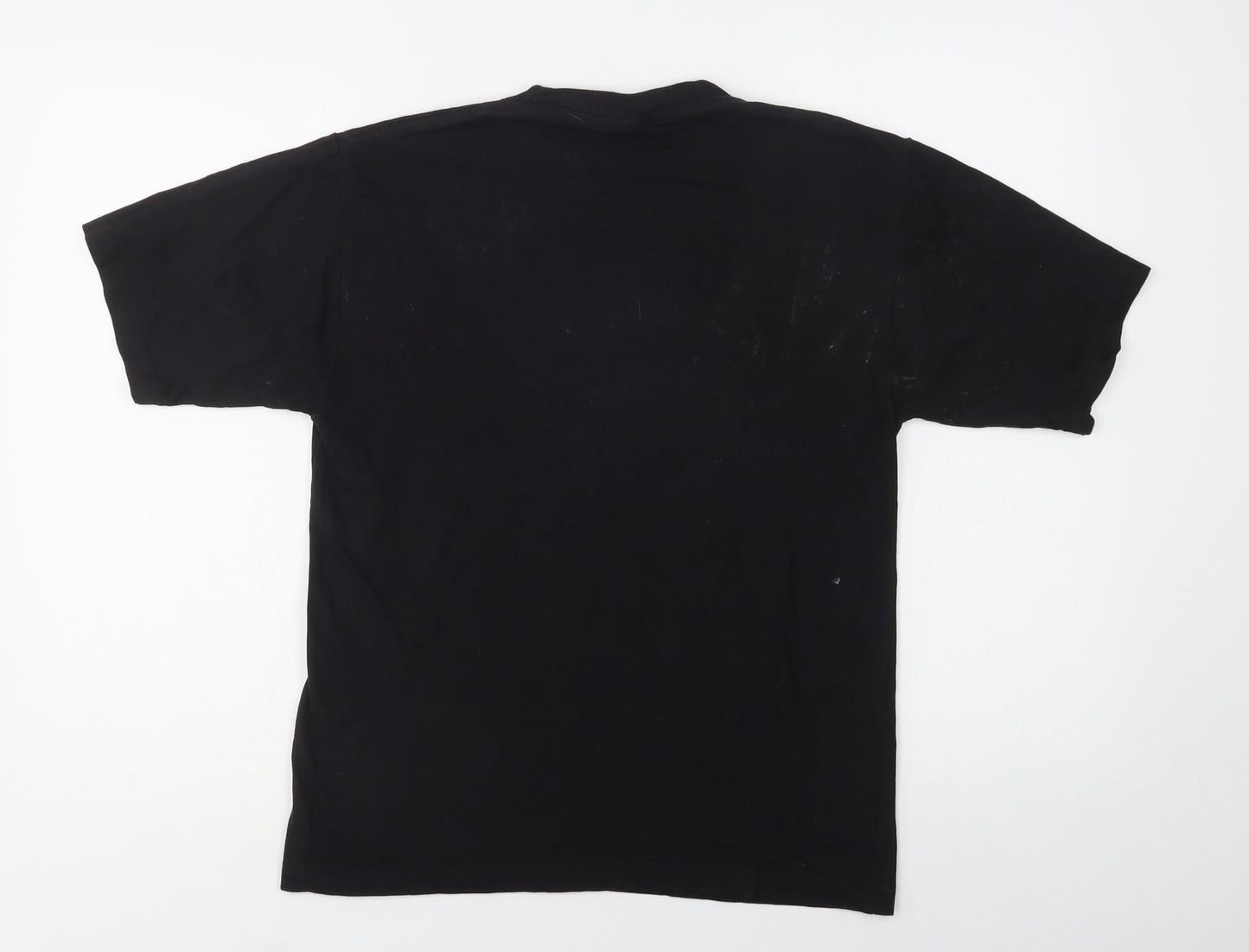 Super Combed Womens Black  Cotton Basic T-Shirt Size S Crew Neck