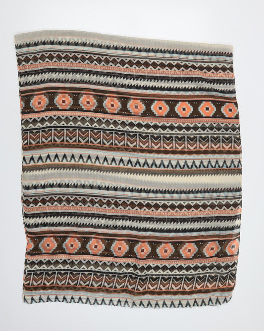 Front view of Preworn women’s multicoloured geometric polyester scarf
