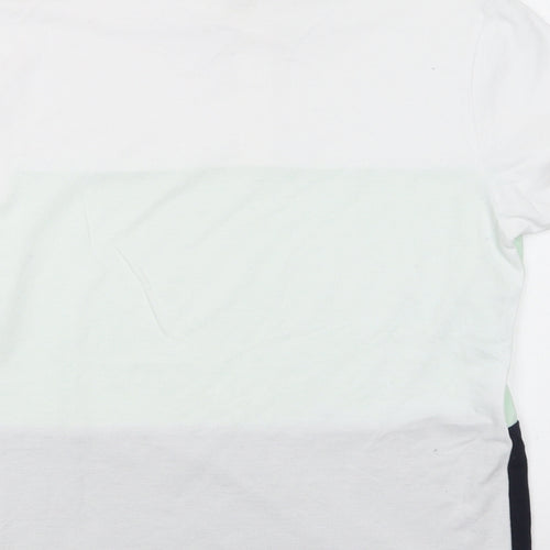 Primark Mens White Colourblock Cotton  Polo Size S Collared Button