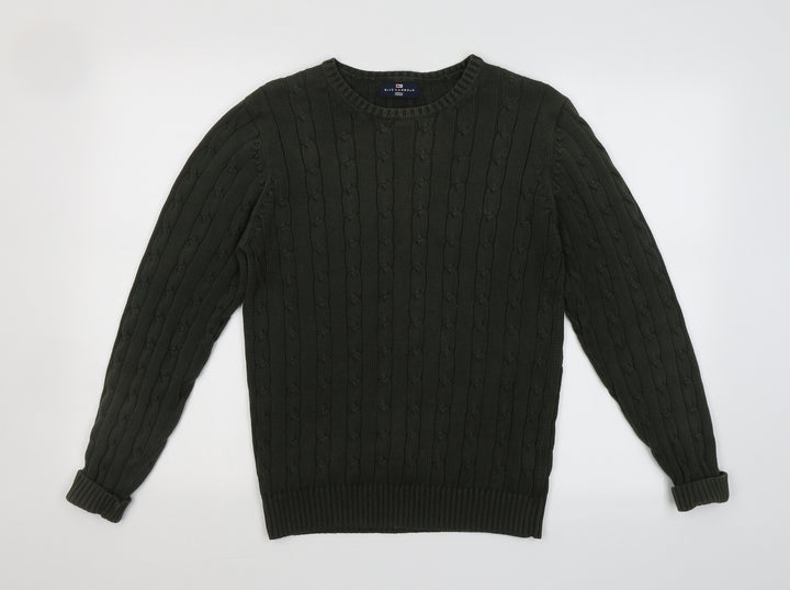 Blue Harbour Mens Green Round Neck Cotton Pullover Jumper Size S