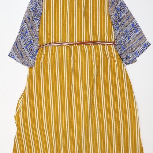 Karen by Simonsen Womens Multicoloured Striped Polyester Wrap Dress  Size 10  V-Neck