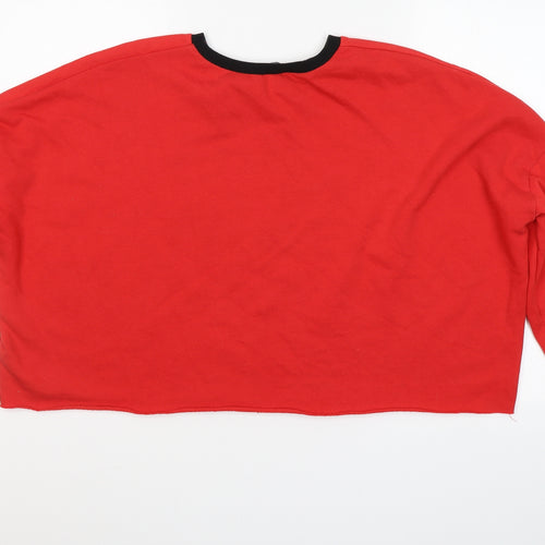Primark Womens Red Round Neck  Cotton Pullover Jumper Size L   - Break the Rules