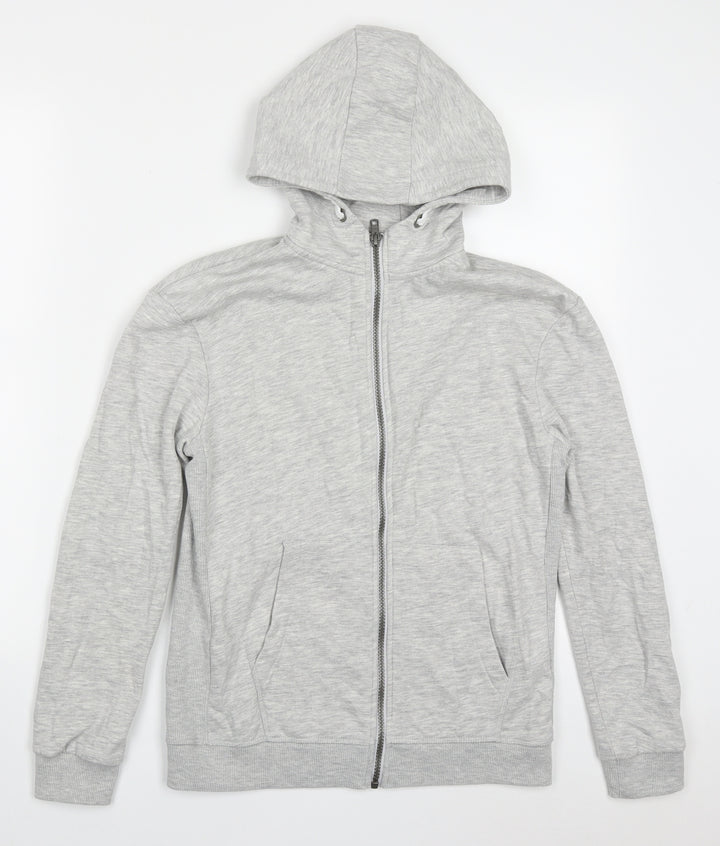 Marks and Spencer Boys Grey Cotton Full Zip Hoodie Size 11-12 Years Zip