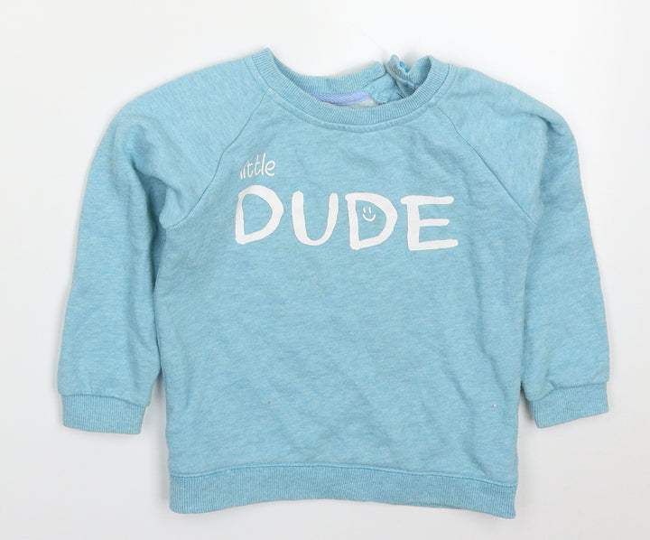 Dunnes Boys Blue  Cotton Pullover Sweatshirt Size 2-3 Years  Pullover - Little Dude