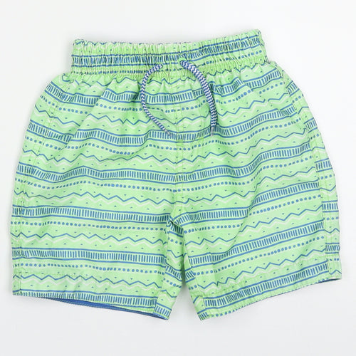 Primark Boys Green Geometric Polyester Bermuda Shorts Size 3-4 Years  Regular Drawstring - Swim Shorts