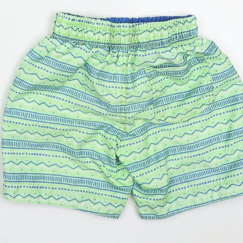 Primark Boys Green Geometric Polyester Bermuda Shorts Size 3-4 Years  Regular Drawstring - Swim Shorts