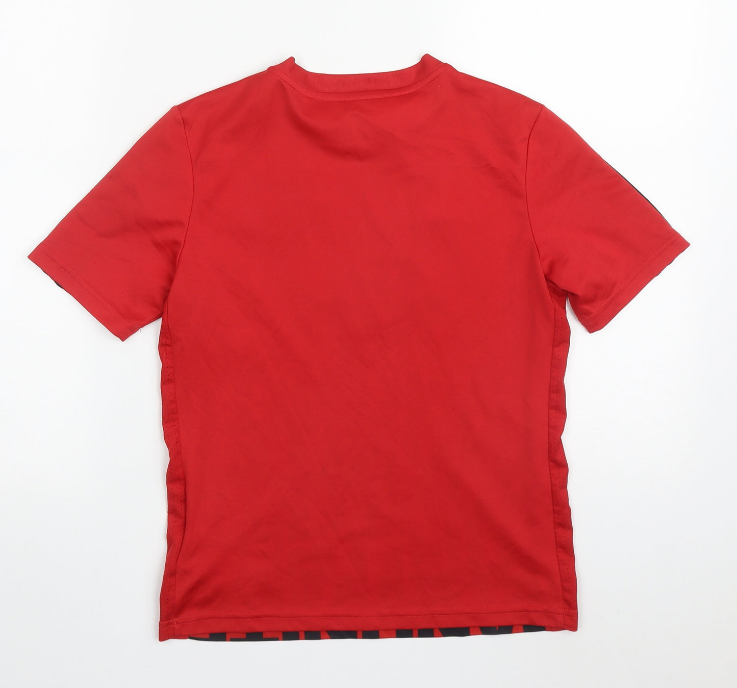 adidas Boys Red  Polyester Basic T-Shirt Size 11-12 Years Crew Neck Pullover - Manchester United