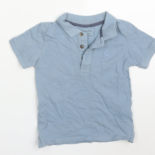 Primark Boys Blue  Cotton Basic Polo Size 2-3 Years Collared Pullover