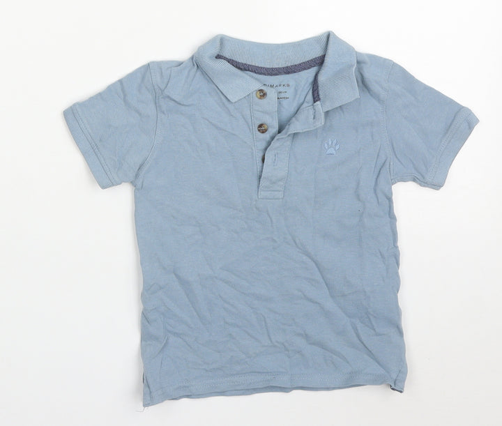 Primark Boys Blue Cotton Basic Polo Size 2-3 Years Collared Pullover