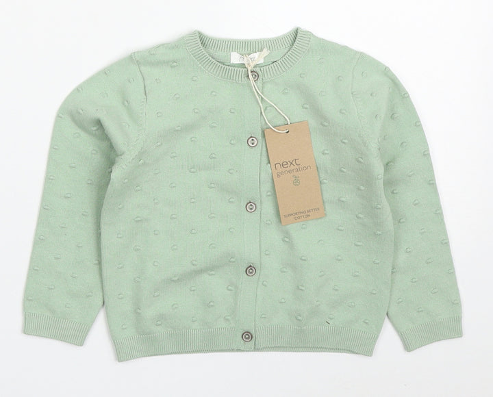 NEXT Girls Green  Cotton Cardigan Jumper Size 12-18 Months  Button