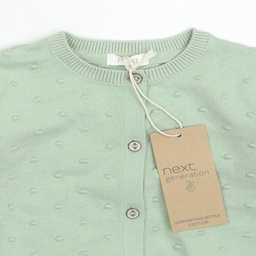 NEXT Girls Green  Cotton Cardigan Jumper Size 12-18 Months  Button