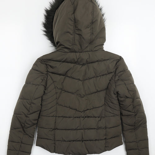 Primark Womens Green   Quilted Coat Size 4  Lace Up