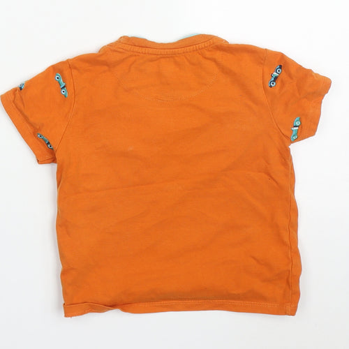 Ted Baker Boys Orange  Cotton Basic T-Shirt Size 2-3 Years Crew Neck Pullover - Racecars