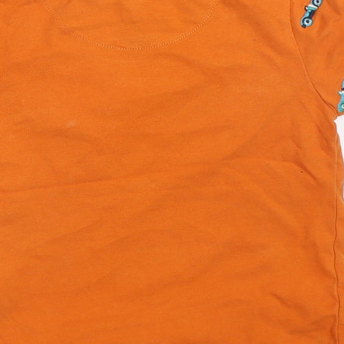 Ted Baker Boys Orange  Cotton Basic T-Shirt Size 2-3 Years Crew Neck Pullover - Racecars
