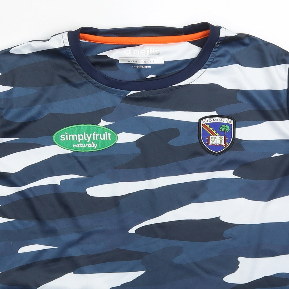 O'Neill Boys Blue Camouflage Polyester Basic T-Shirt Size 10-11 Years Crew Neck Pullover - Simply Fruit Ard Mhacha